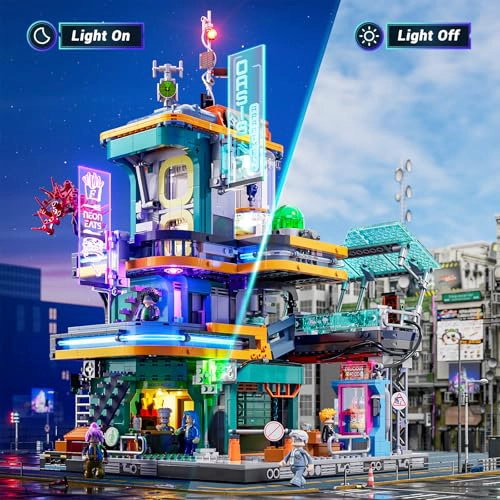 FUNWHOLE CYBERPUNK MANSION LIGHTING JUEGO DE LADRILLOS DE CONSTRUCCION 2524 PIEZAS DE EDIFICIOS - 3