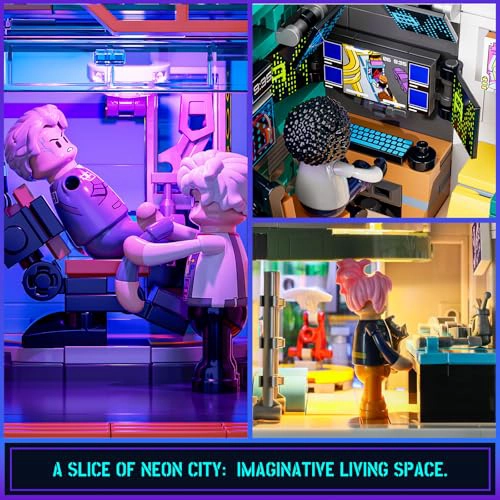 FUNWHOLE CYBERPUNK MANSION LIGHTING JUEGO DE LADRILLOS DE CONSTRUCCION 2524 PIEZAS DE EDIFICIOS - 4