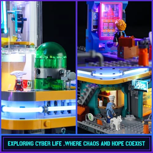 FUNWHOLE CYBERPUNK MANSION LIGHTING JUEGO DE LADRILLOS DE CONSTRUCCION 2524 PIEZAS DE EDIFICIOS - 5