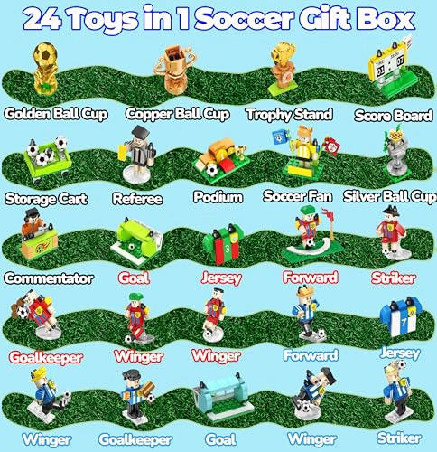 24 IN 1 TOYS BOX SOCCER TOYS SOCCER BUILDING BLOCK SET SOCCER GIFTS FOR BOYS GIRLS 46812 YEARS OLD - 3