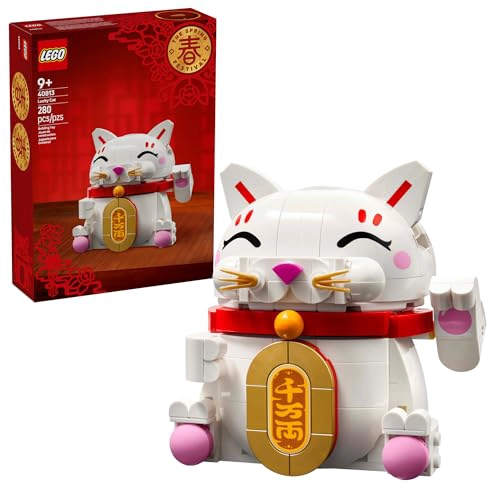 LEGO JUGUETE DE CONSTRUCCION LUCKY CAT PARA NIÑAS Y NIÑOS GATO SONRIENTE CON FUNCION DE PATA QUE - 1