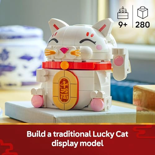 LEGO JUGUETE DE CONSTRUCCION LUCKY CAT PARA NIÑAS Y NIÑOS GATO SONRIENTE CON FUNCION DE PATA QUE - 2