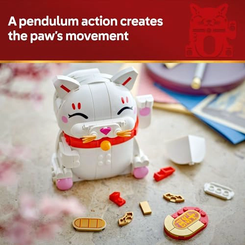 LEGO JUGUETE DE CONSTRUCCION LUCKY CAT PARA NIÑAS Y NIÑOS GATO SONRIENTE CON FUNCION DE PATA QUE - 3