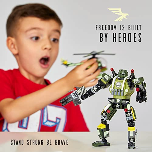 JITTERYGIT CONJUNTO DE JUGUETES DE REGALO CON MECH DE ROBOT DEL EJE RCITO HELICOPTERO MILITAR - 3