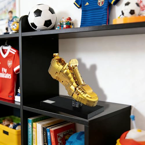 JUEGO DE BLOQUES DE CONSTRUCCION DE BOTAS DE FUTBOL DORADAS KIT DE MODELO DE LADRILLO DE TROFEO - 2