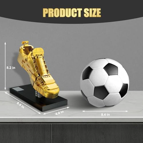 JUEGO DE BLOQUES DE CONSTRUCCION DE BOTAS DE FUTBOL DORADAS KIT DE MODELO DE LADRILLO DE TROFEO - 6