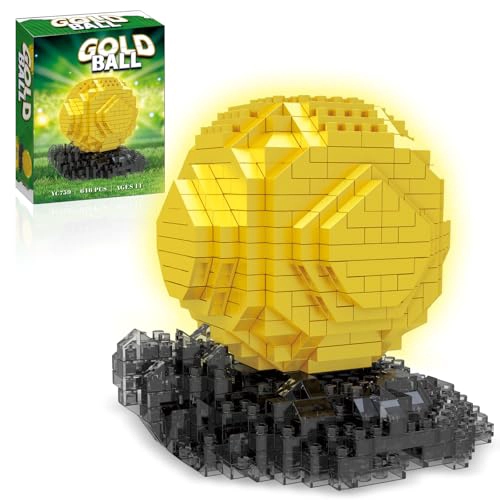 CONJUNTO DE BLOQUES DE CONSTRUCCION MICRO MINI DE BALON DE FUTBOL DORADO PARA ADULTOS ADORNOS - 1