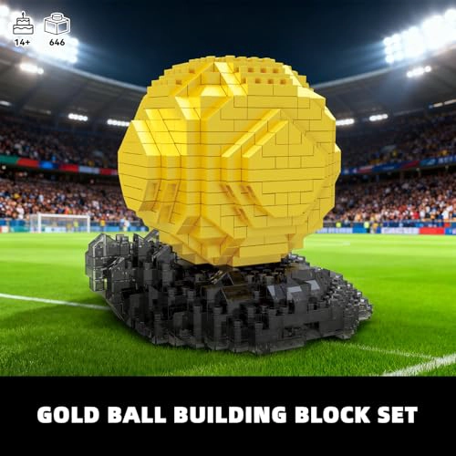 CONJUNTO DE BLOQUES DE CONSTRUCCION MICRO MINI DE BALON DE FUTBOL DORADO PARA ADULTOS ADORNOS - 3