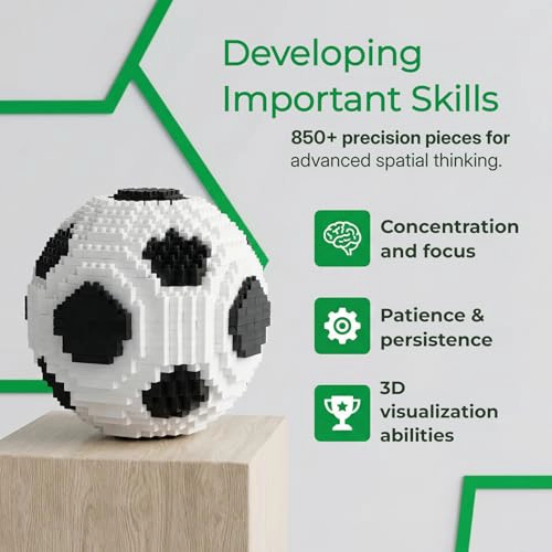 JUEGO DE BLOQUES DE CONSTRUCCION DE BALON DE FUTBOL 3D 850 PIEZAS JUGUETES DE PELOTA STEM - 2