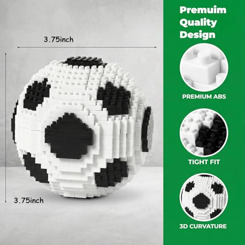 JUEGO DE BLOQUES DE CONSTRUCCION DE BALON DE FUTBOL 3D 850 PIEZAS JUGUETES DE PELOTA STEM - 4
