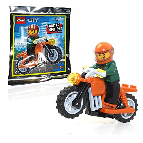 LEGO TOWN CITY MINIFIGURE COOL KID ON DARK ORANGE PAQUETE DE LAMINAS PARA MOTOCICLETA EDICION - 1