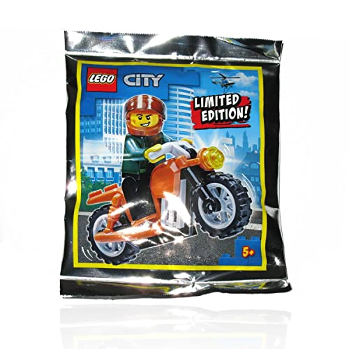 LEGO TOWN CITY MINIFIGURE COOL KID ON DARK ORANGE PAQUETE DE LAMINAS PARA MOTOCICLETA EDICION - 3