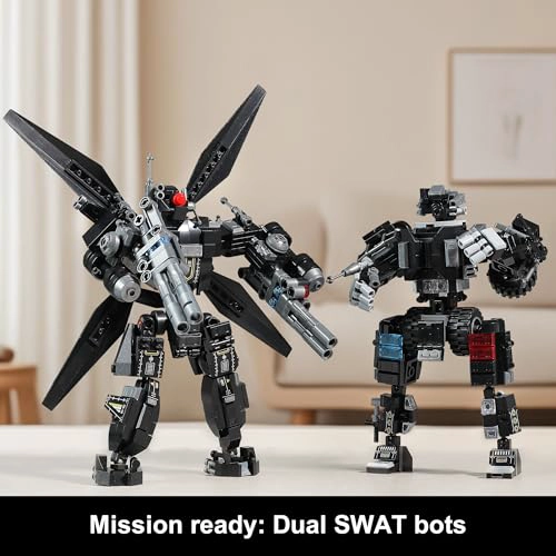 CONJUNTOS DE CONSTRUCCION DE MECHAS DE POLICIA SWAT COMPATIBLES CON LEGO CAMIONES Y HELICOPTEROS - 4