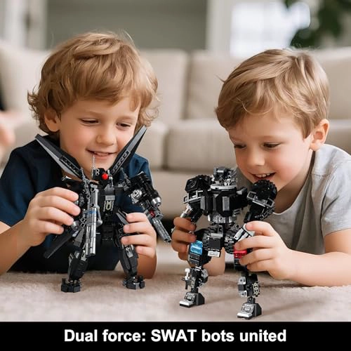CONJUNTOS DE CONSTRUCCION DE MECHAS DE POLICIA SWAT COMPATIBLES CON LEGO CAMIONES Y HELICOPTEROS - 6