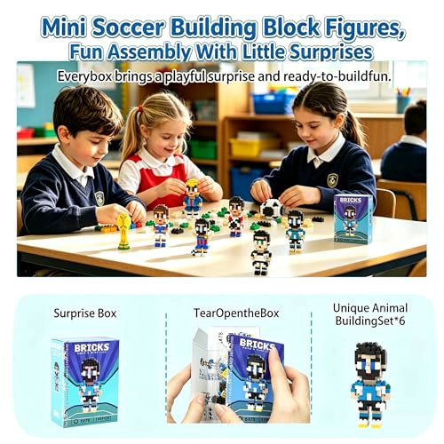 JUEGO DE 8 PIEZAS DE BLOQUES DE CONSTRUCCION DE MINIFIGURAS DE BALON DE FUTBOL COLECCIONISTA STEM - 2