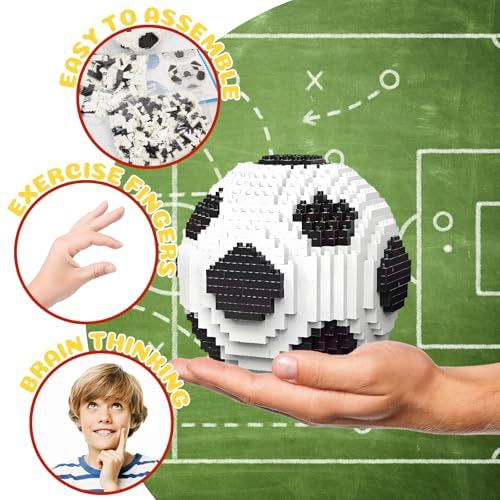 JUEGO DE BLOQUES DE CONSTRUCCION MICRO MINI DE BALON DE FUTBOL NEGRO Y BLANCO JUGUETES DE MODELO - 5