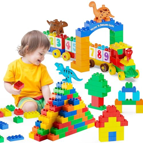 ANPCSO BLOQUES DE CONSTRUCCION PARA NIÑOS PEQUEÑOS DE 2 A 5 AÑOS INCLUYENDO AUTOS DE DINOSAURIOS - 1