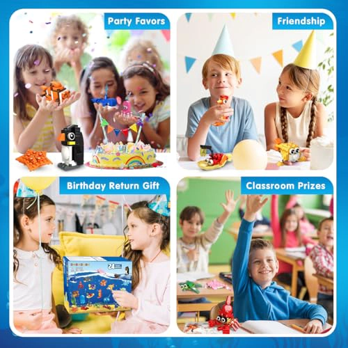 HOGOKIDS PAQUETE DE 24 RECUERDOS DE FIESTA PARA NIÑOS 629 PIEZAS DE MINI ANIMALES MARINOS BLOQUES - 6