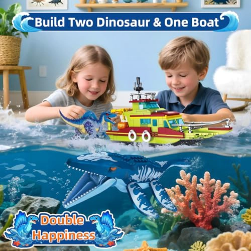 KIOTHDRE JUEGO DE CONSTRUCCION DE DINOSAURIO 3 EN 1 EXPLORADOR OCEANICO COMPATIBLE CON DINOSAUR - 3