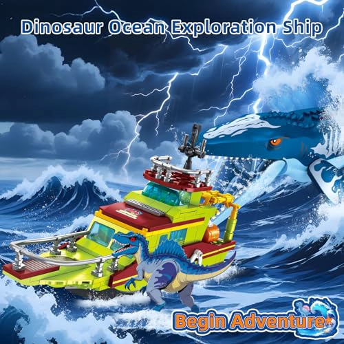 KIOTHDRE JUEGO DE CONSTRUCCION DE DINOSAURIO 3 EN 1 EXPLORADOR OCEANICO COMPATIBLE CON DINOSAUR - 4