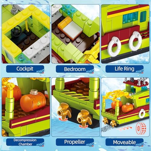 KIOTHDRE JUEGO DE CONSTRUCCION DE DINOSAURIO 3 EN 1 EXPLORADOR OCEANICO COMPATIBLE CON DINOSAUR - 5