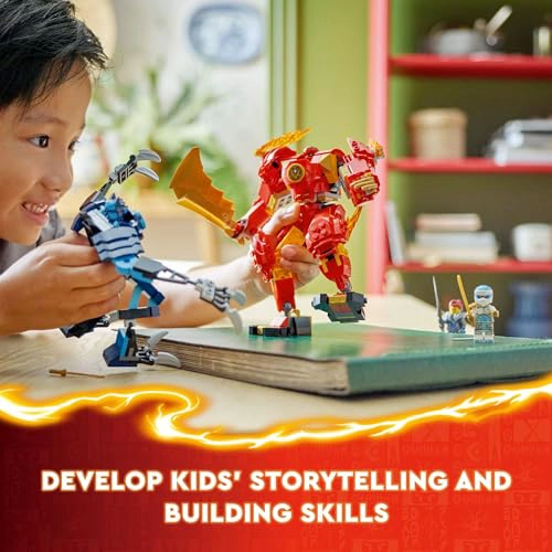 LEGO NINJAGO FIGURA DE ACCION MECH DE KAI ELEMENTAL FIRE FIGURA NINJA ROJA PERSONALIZABLE MAS - 5