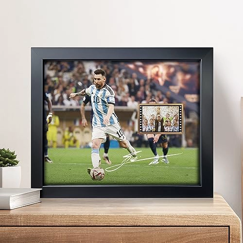 SUFENVERA FOTO FIRMADA DE LIONEL MESSI COPA MUNDIAL 2022 COLLAGE DE PELICULA POSTER ENMARCADO - 2