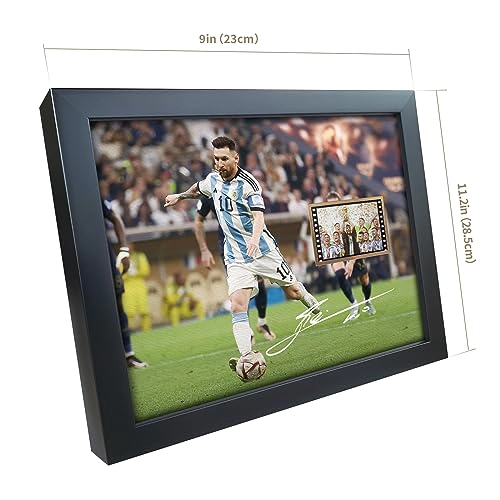 SUFENVERA FOTO FIRMADA DE LIONEL MESSI COPA MUNDIAL 2022 COLLAGE DE PELICULA POSTER ENMARCADO - 6