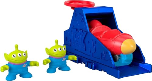 FISHERPRICE IMAGINEXT JUEGO DE LANZADOR CON FIGURAS DE ACCION ALIENIGENAS DE 3 PULGADAS Y VEHICULO - 1