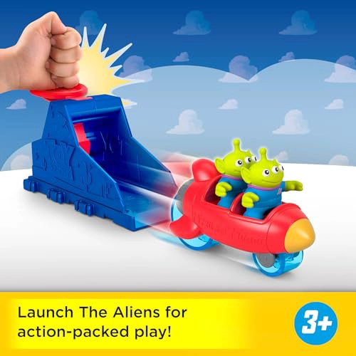 FISHERPRICE IMAGINEXT JUEGO DE LANZADOR CON FIGURAS DE ACCION ALIENIGENAS DE 3 PULGADAS Y VEHICULO - 2