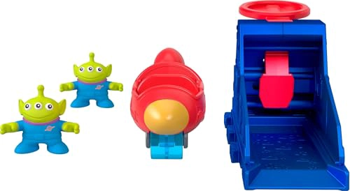 FISHERPRICE IMAGINEXT JUEGO DE LANZADOR CON FIGURAS DE ACCION ALIENIGENAS DE 3 PULGADAS Y VEHICULO - 5