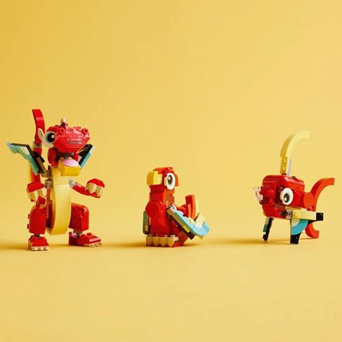 LEGO CREATOR 31145 JUGUETE DE DRAGON ROJO 3 EN 1 SE TRANSFORMA DE DRAGON A PEZ A FE NIX IDEA - 4