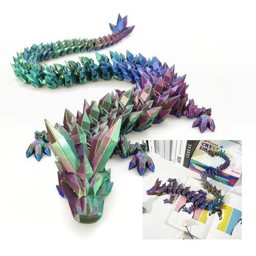 DRAGON GRANDE IMPRESO EN 3D DE 30 PULGADAS JUGUETE FIDGET FLEXIBLE DE DRAGON DE CRISTAL ARTICULADO - 1