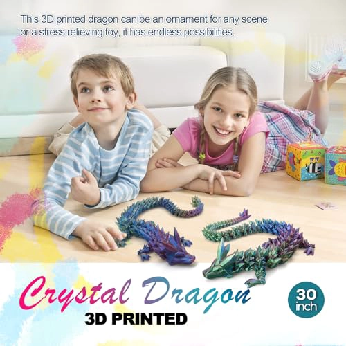 DRAGON GRANDE IMPRESO EN 3D DE 30 PULGADAS JUGUETE FIDGET FLEXIBLE DE DRAGON DE CRISTAL ARTICULADO - 5