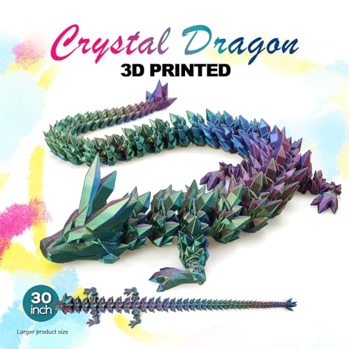 DRAGON GRANDE IMPRESO EN 3D DE 30 PULGADAS JUGUETE FIDGET FLEXIBLE DE DRAGON DE CRISTAL ARTICULADO - 6