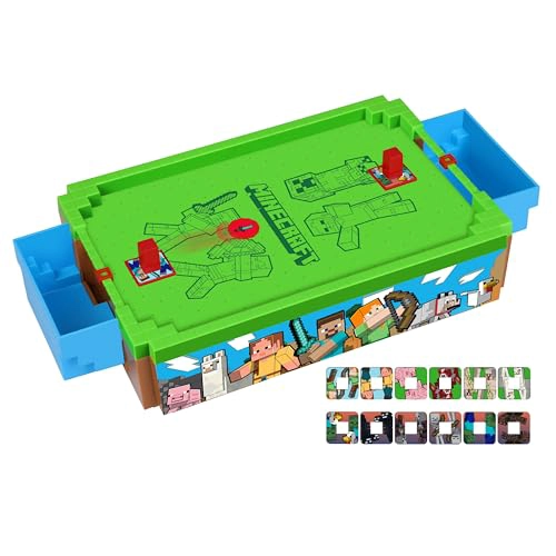 MINECRAFT MINI ARCADE AIR HOCKEY OVERWORLD JUEGO DE MESA MOTORIZADO DE 14 PULGADAS SONIDOS ICONICOS - 1