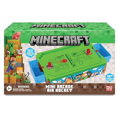 MINECRAFT MINI ARCADE AIR HOCKEY OVERWORLD JUEGO DE MESA MOTORIZADO DE 14 PULGADAS SONIDOS ICONICOS - 3