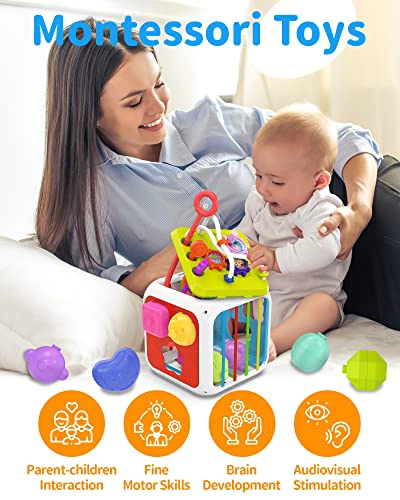 KECRISTV JUGUETES MONTESSORI PARA NIÑAS Y NIÑOS PEQUEÑOS CUBO DE ACTIVIDAD SENSORIAL DE APRENDIZAJE - 2