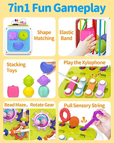 KECRISTV JUGUETES MONTESSORI PARA NIÑAS Y NIÑOS PEQUEÑOS CUBO DE ACTIVIDAD SENSORIAL DE APRENDIZAJE - 3