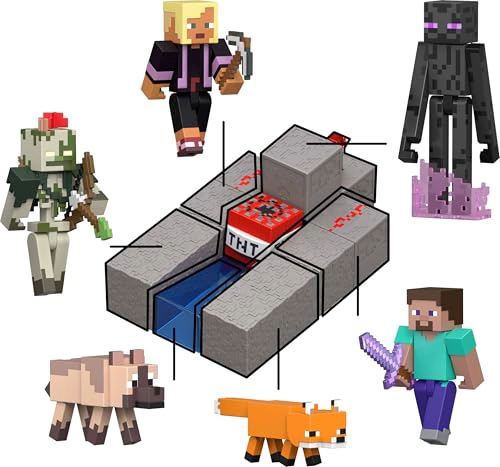 JUGUETES MATTEL MINECRAFT FIGURA DE ACCION DE STEVE CON ACCESORIO Y PIEZA DE CONSTRUCCION REDSTONE - 5