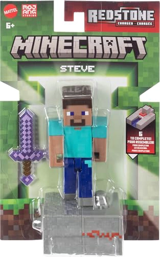 JUGUETES MATTEL MINECRAFT FIGURA DE ACCION DE STEVE CON ACCESORIO Y PIEZA DE CONSTRUCCION REDSTONE - 6