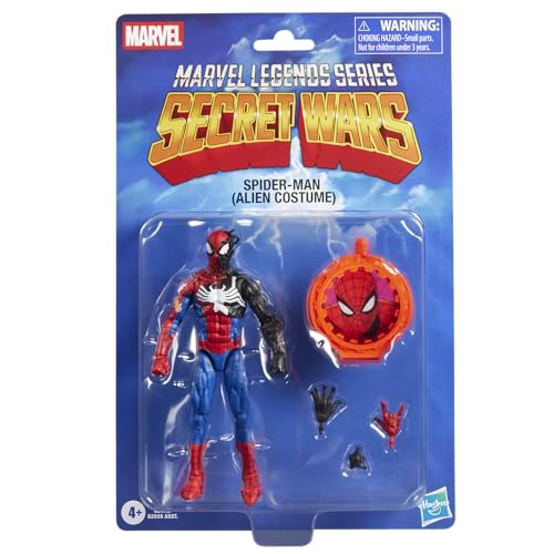 MARVEL LEGENDS SERIES SECRET WARS SPIDERMAN DISFRAZ DE ALIEN RETRO COMICS FIGURA DE ACCION - 1