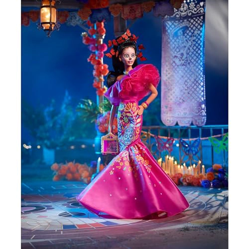 BARBIE MUÑECA DE MODA EXCLUSIVA 2023 DIA DE MUERTOS COLECCIONABLE CON VESTIDO ROSA CON VOLANTES - 2