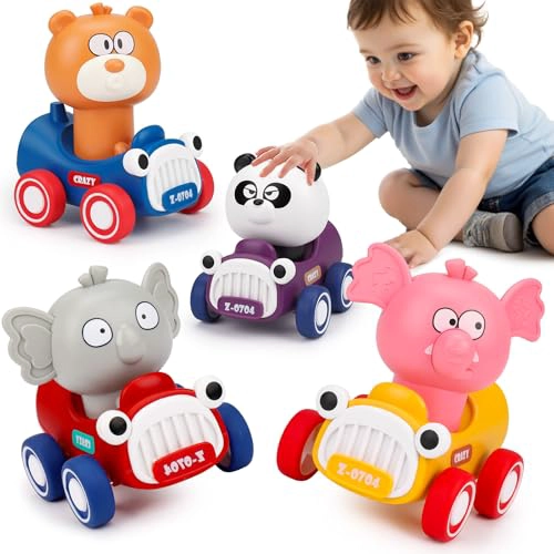 AUGTOY AUTOS DE JUGUETE DE PRESIONAR Y AVANZAR PARA NIÑOS PEQUEÑOS 13 EMPUJAR Y AVANZAR CARRERAS - 1