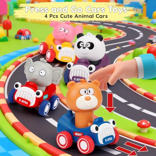 AUGTOY AUTOS DE JUGUETE DE PRESIONAR Y AVANZAR PARA NIÑOS PEQUEÑOS 13 EMPUJAR Y AVANZAR CARRERAS - 2