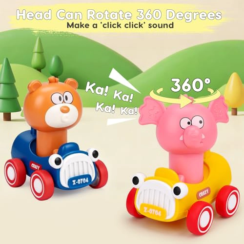 AUGTOY AUTOS DE JUGUETE DE PRESIONAR Y AVANZAR PARA NIÑOS PEQUEÑOS 13 EMPUJAR Y AVANZAR CARRERAS - 3