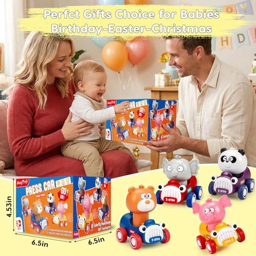 AUGTOY AUTOS DE JUGUETE DE PRESIONAR Y AVANZAR PARA NIÑOS PEQUEÑOS 13 EMPUJAR Y AVANZAR CARRERAS - 6