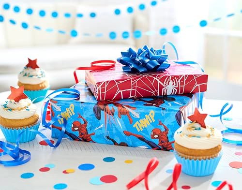 AMERICAN GREETINGS PAPEL DE REGALO REVERSIBLE DE SPIDERMAN DE 40 PIES CUADRADOS PARA TODAS - 6