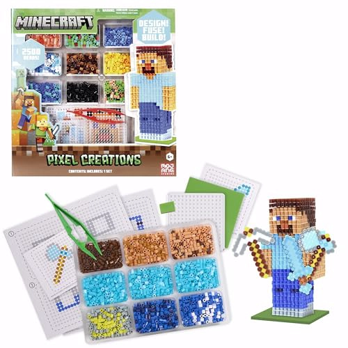 MINECRAFT PIXEL CREATIONS KIT DE CUENTAS DE 2500 CUENTAS CON TABLEROS DE CLAVIJAS Y PLANTILLAS - 2