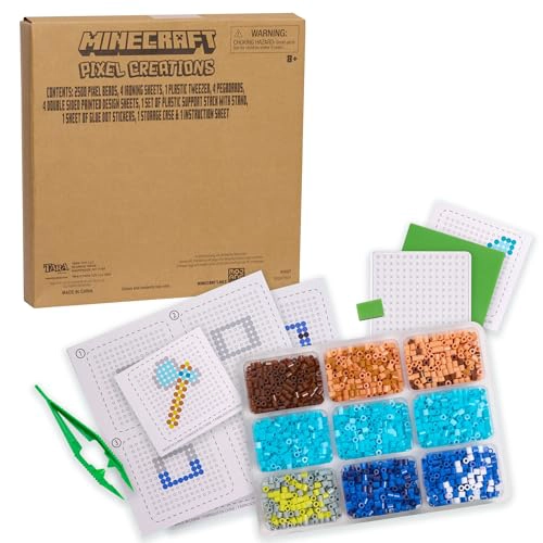MINECRAFT PIXEL CREATIONS KIT DE CUENTAS DE 2500 CUENTAS CON TABLEROS DE CLAVIJAS Y PLANTILLAS - 3